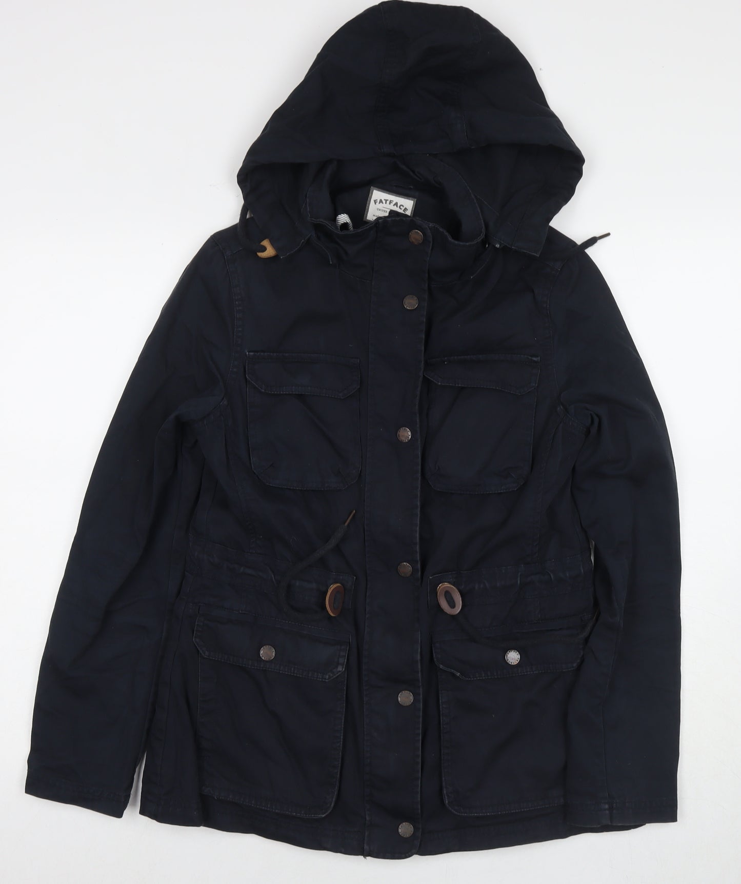 Fat Face Womens Blue Parka Coat Size 10 Zip
