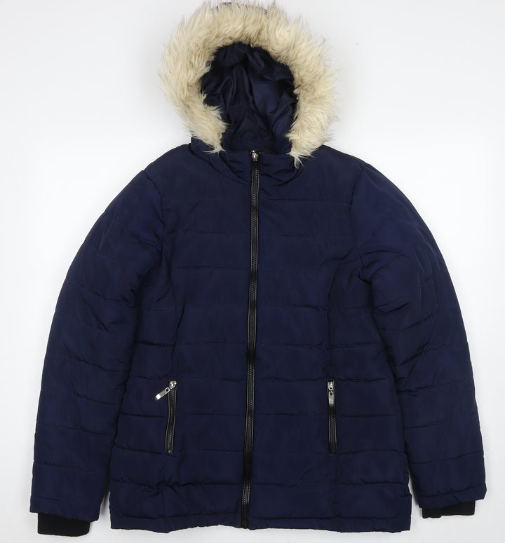 Dorothy Perkins Womens Blue Puffer Jacket Jacket Size 12 Zip