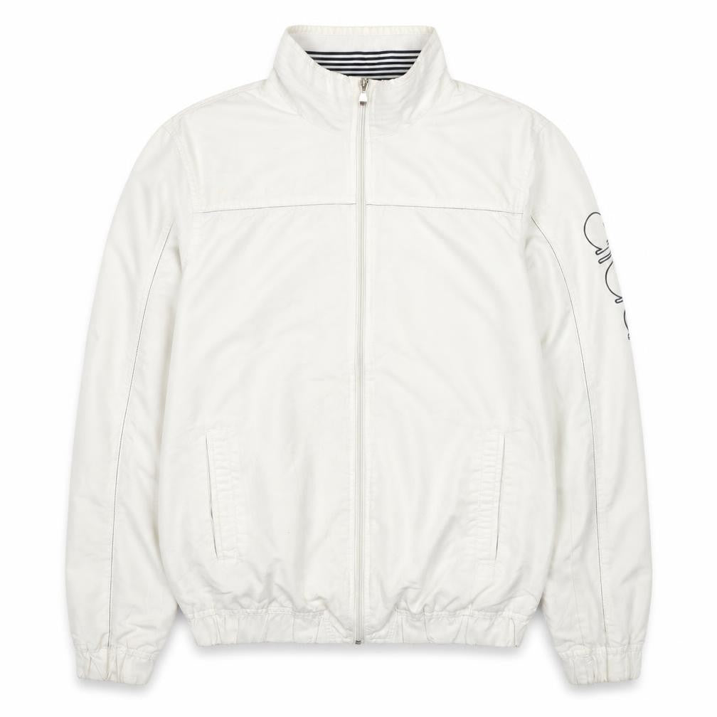 Front view of Diadora women’s white bomber jacket jacket, size L, zip