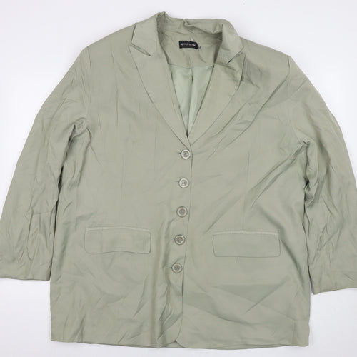 PRETTYLITTLETHING Womens Green Jacket Blazer Size 12 Button - Shoulder Pads