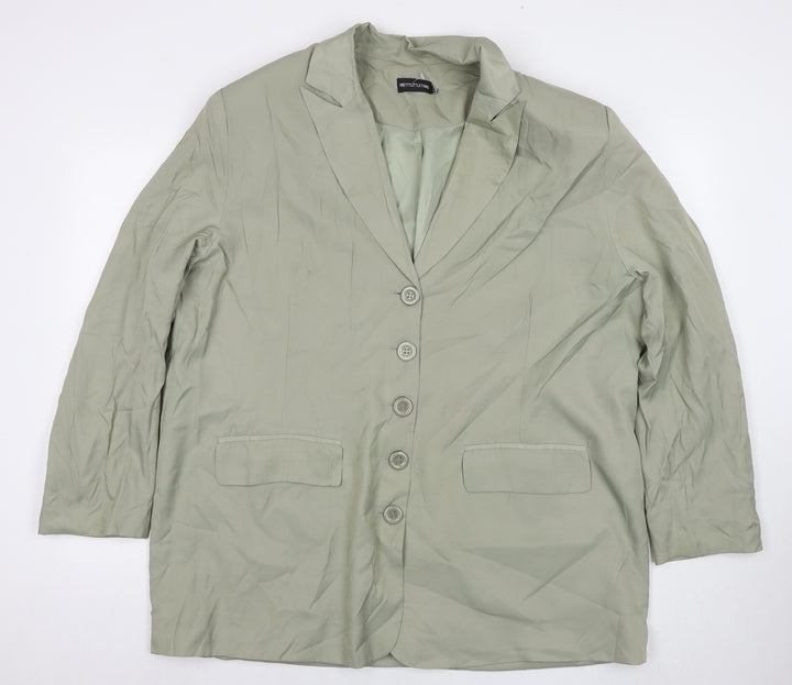 PRETTYLITTLETHING Womens Green Jacket Blazer Size 12 Button - Shoulder Pads