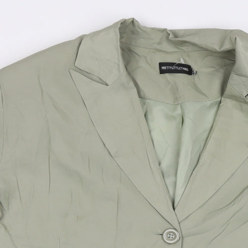 PRETTYLITTLETHING Womens Green Jacket Blazer Size 12 Button - Shoulder Pads