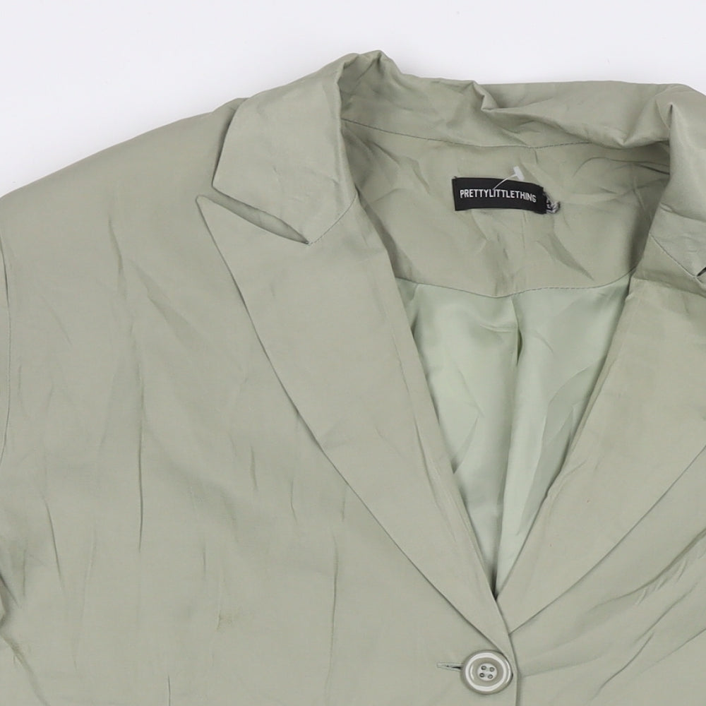 PRETTYLITTLETHING Womens Green Jacket Blazer Size 12 Button - Shoulder Pads