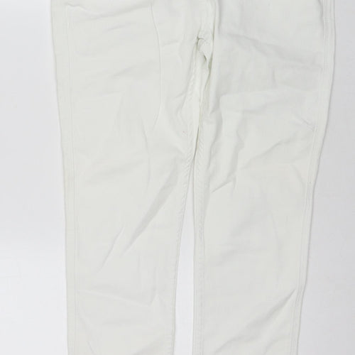 Red Herring Womens White Cotton Cropped Jeans Size 12 L24 in Regular Zip