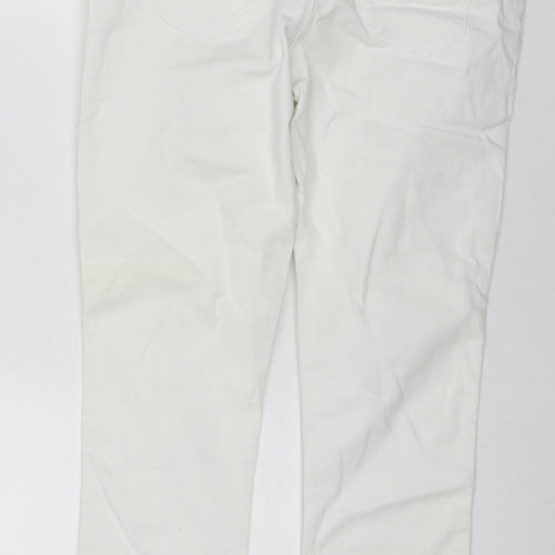 Red Herring Womens White Cotton Cropped Jeans Size 12 L24 in Regular Zip