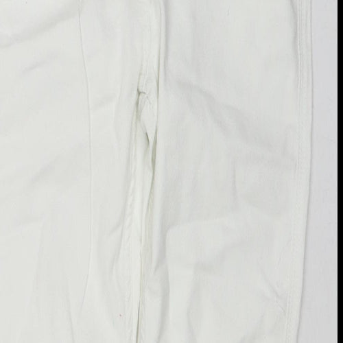 Red Herring Womens White Cotton Cropped Jeans Size 12 L24 in Regular Zip