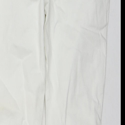 Red Herring Womens White Cotton Cropped Jeans Size 12 L24 in Regular Zip