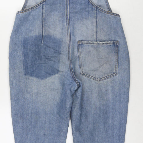 Denim & Co. Womens Blue Cotton Dungaree One-Piece Size 8 L27 in Zip - Distressed