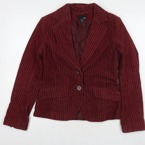 H&M Womens Red Cotton Jacket Suit Jacket Size 10