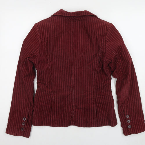 H&M Womens Red Cotton Jacket Suit Jacket Size 10