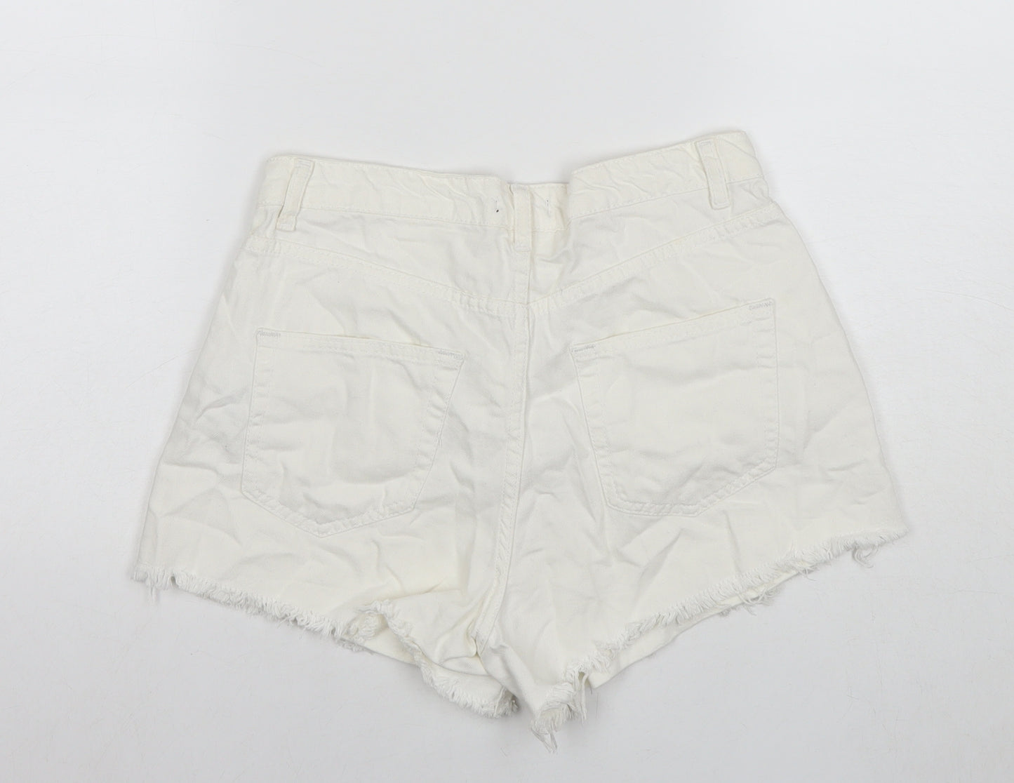 Mo Jeans Womens White Cotton Cut-Off Shorts Size 10 L3 in Regular Zip