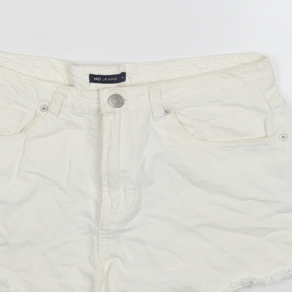 Mo Jeans Womens White Cotton Cut-Off Shorts Size 10 L3 in Regular Zip