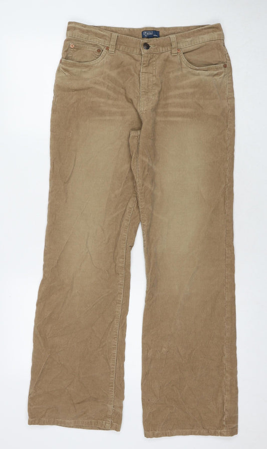 Polo Ralph Lauren Womens Brown Cotton Trousers Size 20 L30 in Regular Zip