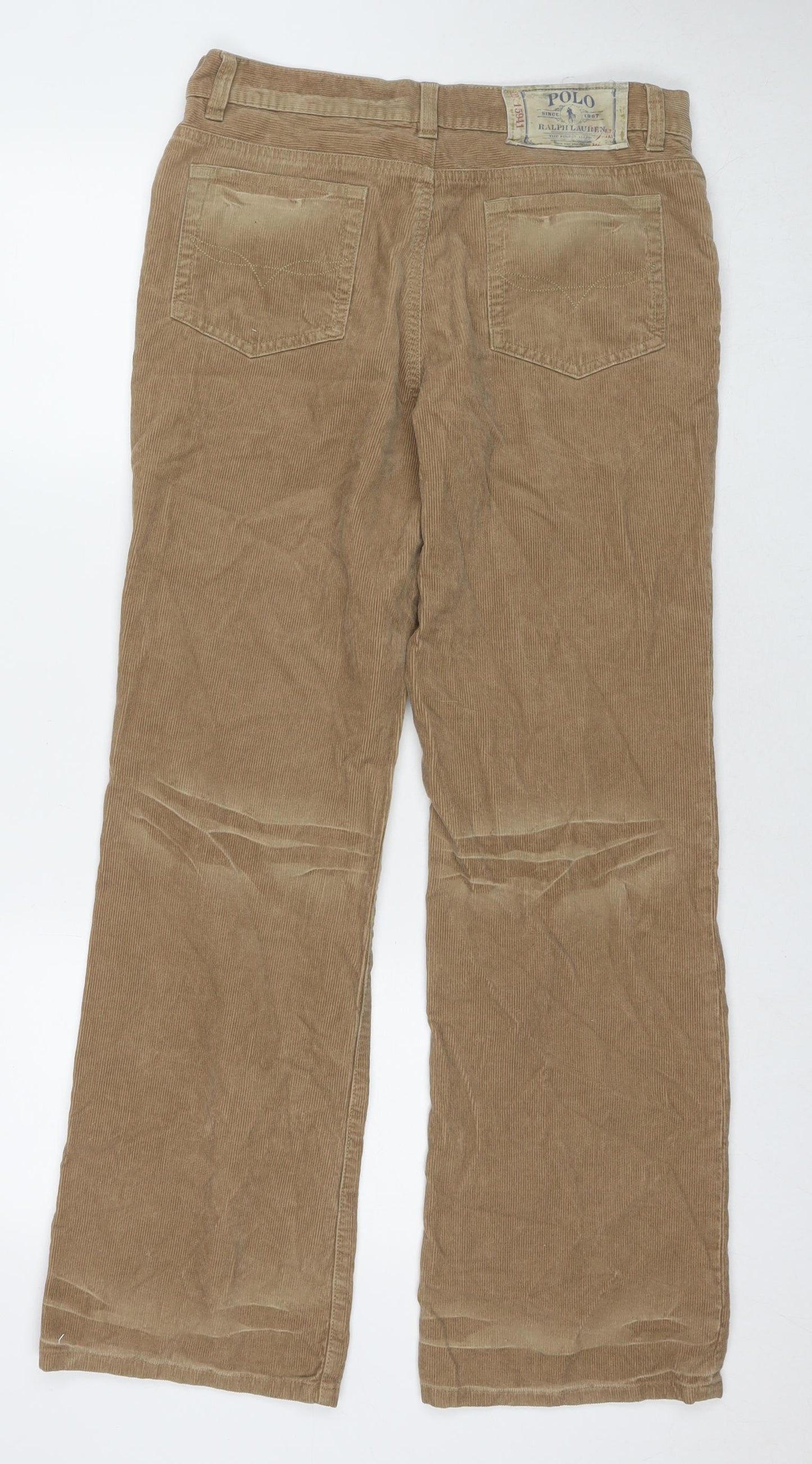 Polo Ralph Lauren Womens Brown Cotton Trousers Size 20 L30 in Regular Zip