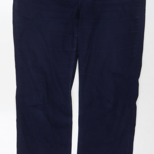 Marks and Spencer Womens Blue Cotton Straight Jeans Size 12 L27 in Regular Zip