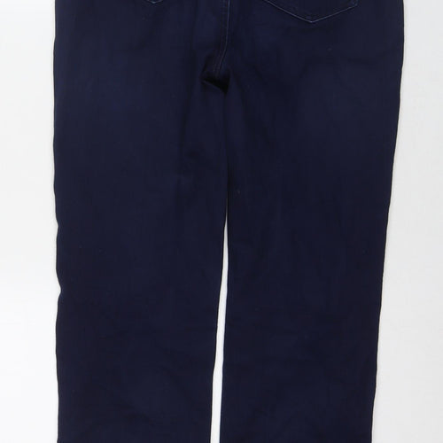 Marks and Spencer Womens Blue Cotton Straight Jeans Size 12 L27 in Regular Zip