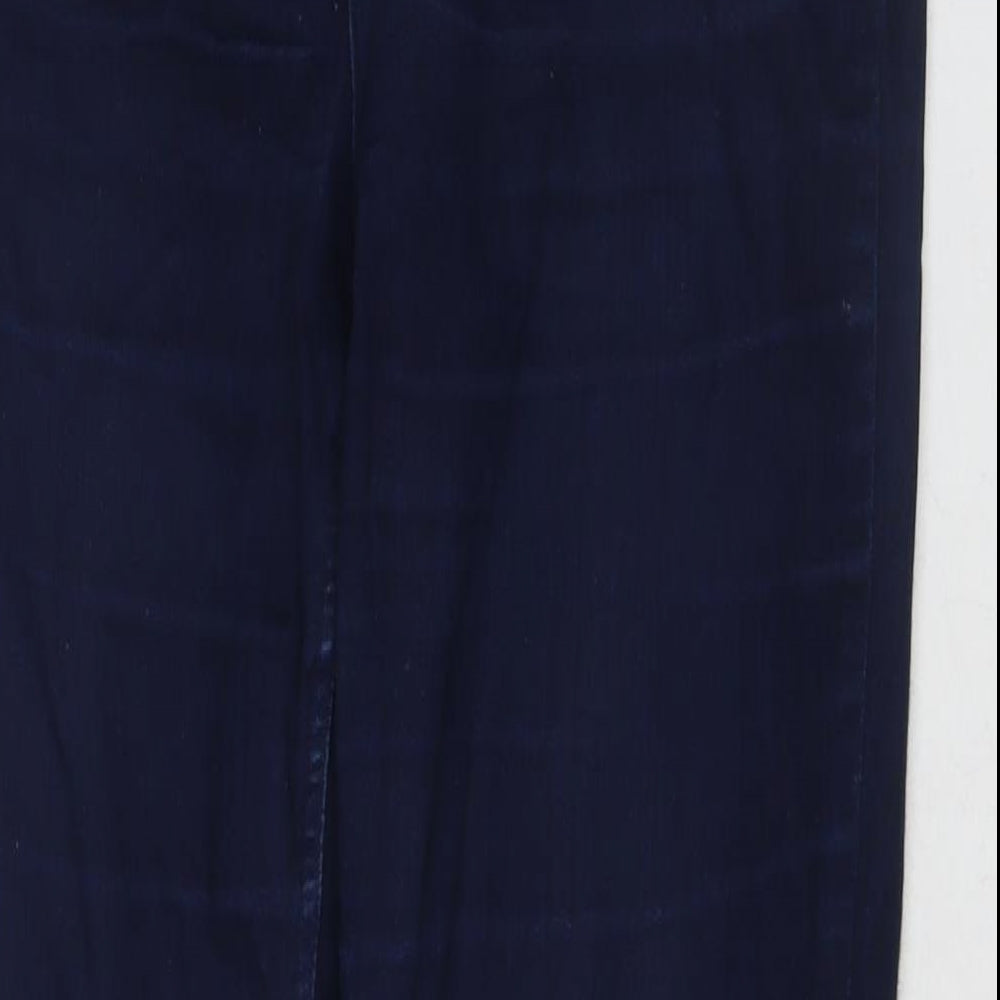 Marks and Spencer Womens Blue Cotton Straight Jeans Size 12 L27 in Regular Zip