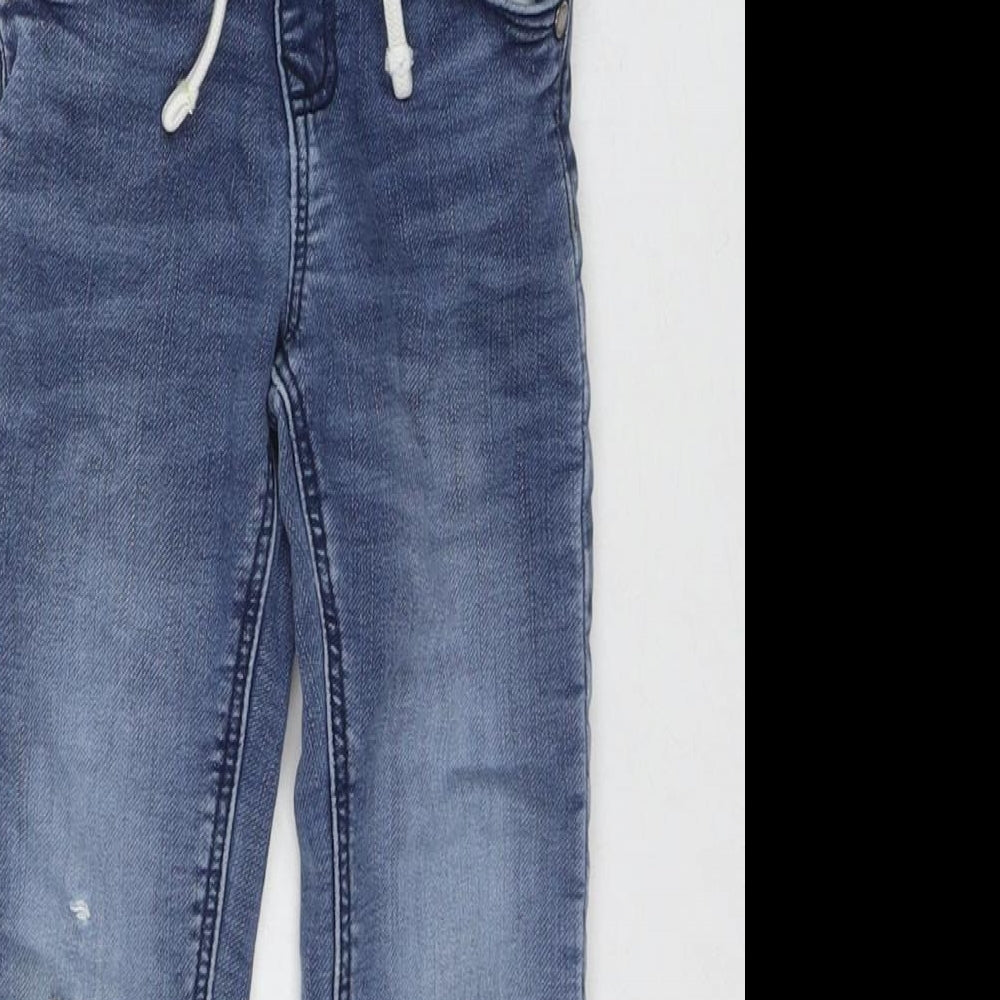 Marks and Spencer Boys Blue Cotton Straight Jeans Size 2-3 Years Regular Drawstring