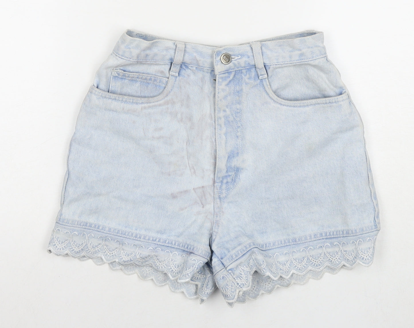 Rio Womens Blue Cotton Mom Shorts Size 24 L3 in Regular Zip