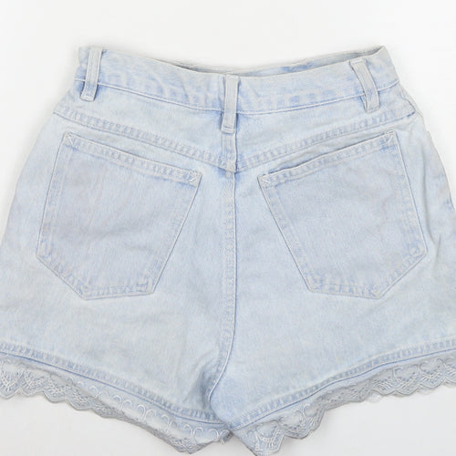 Rio Womens Blue Cotton Mom Shorts Size 24 L3 in Regular Zip