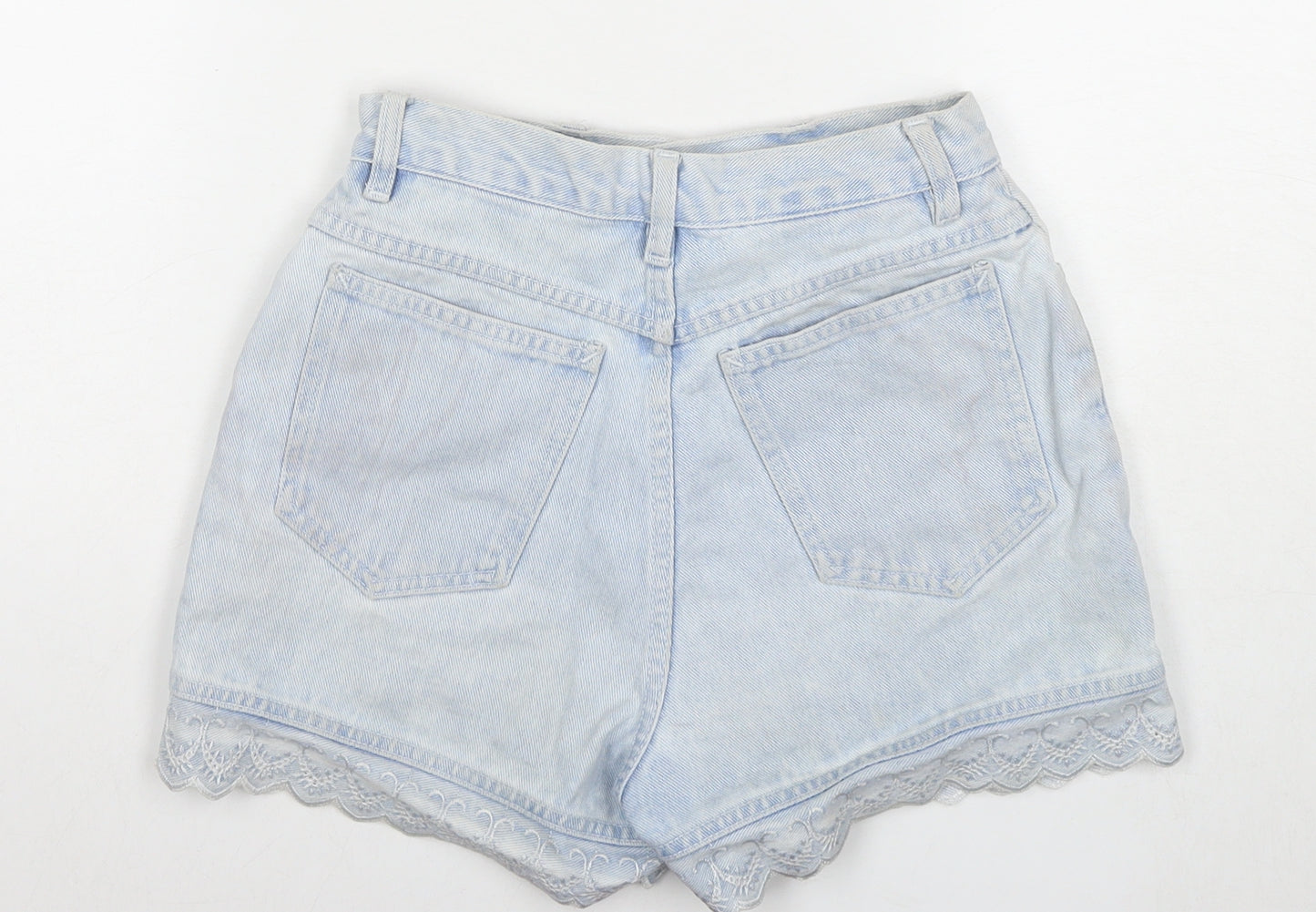Rio Womens Blue Cotton Mom Shorts Size 24 L3 in Regular Zip