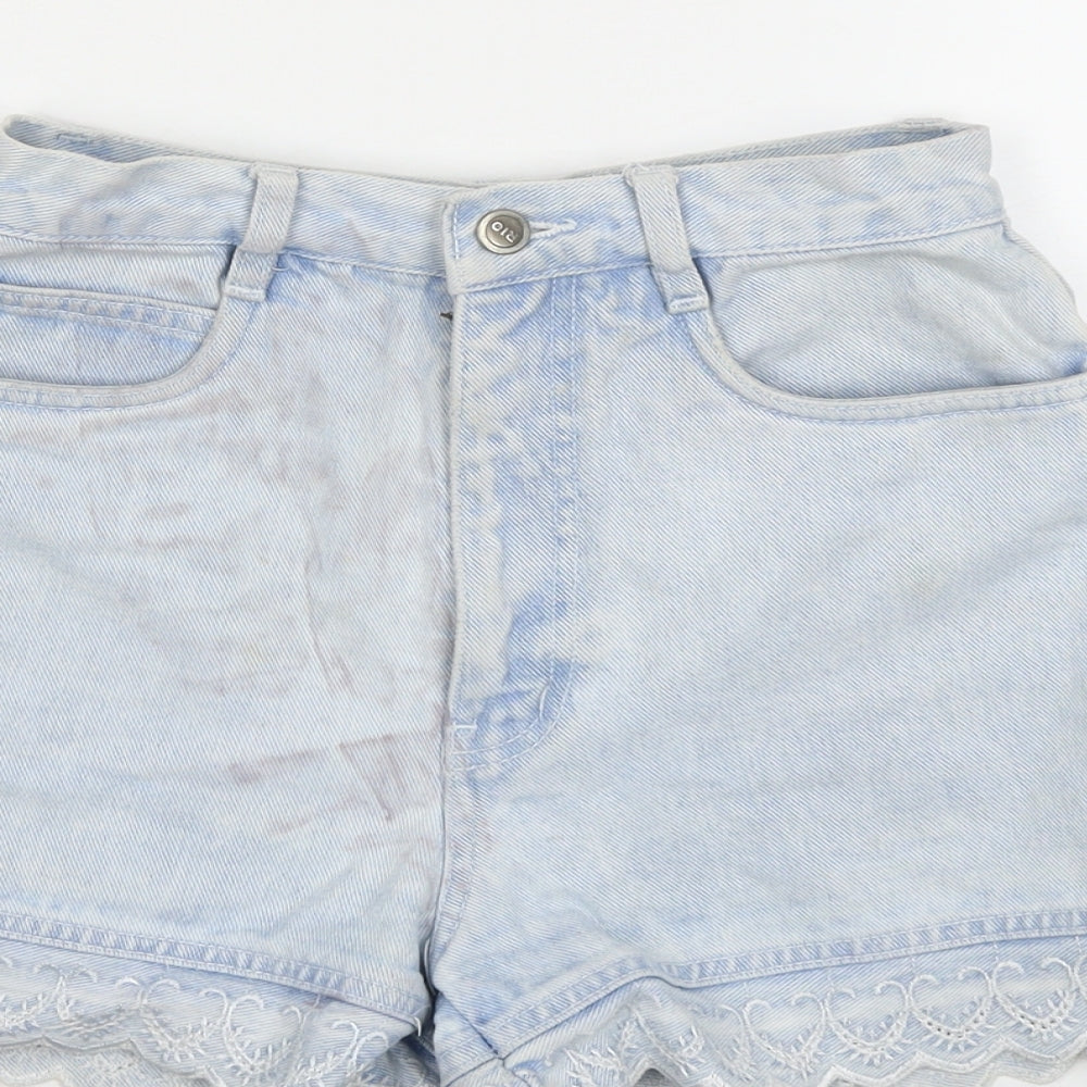 Rio Womens Blue Cotton Mom Shorts Size 24 L3 in Regular Zip