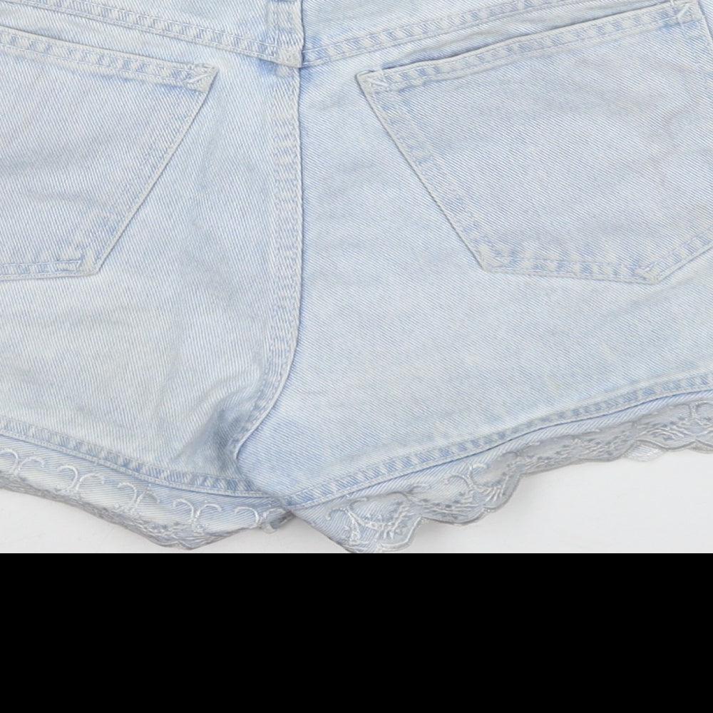 Rio Womens Blue Cotton Mom Shorts Size 24 L3 in Regular Zip