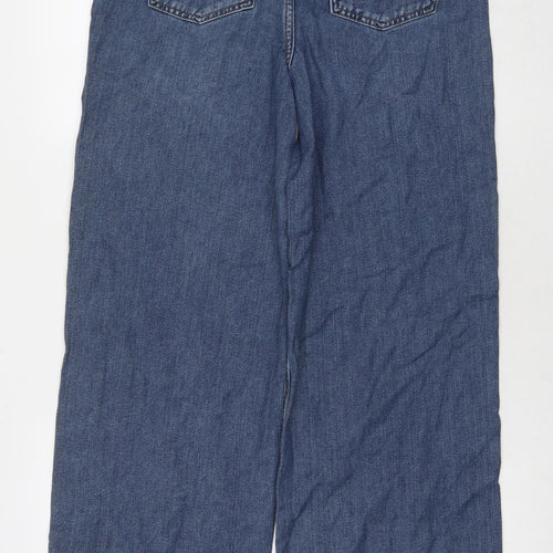 Marks and Spencer Womens Blue Polyester Wide-Leg Jeans Size 10 L31 in Regular Zip