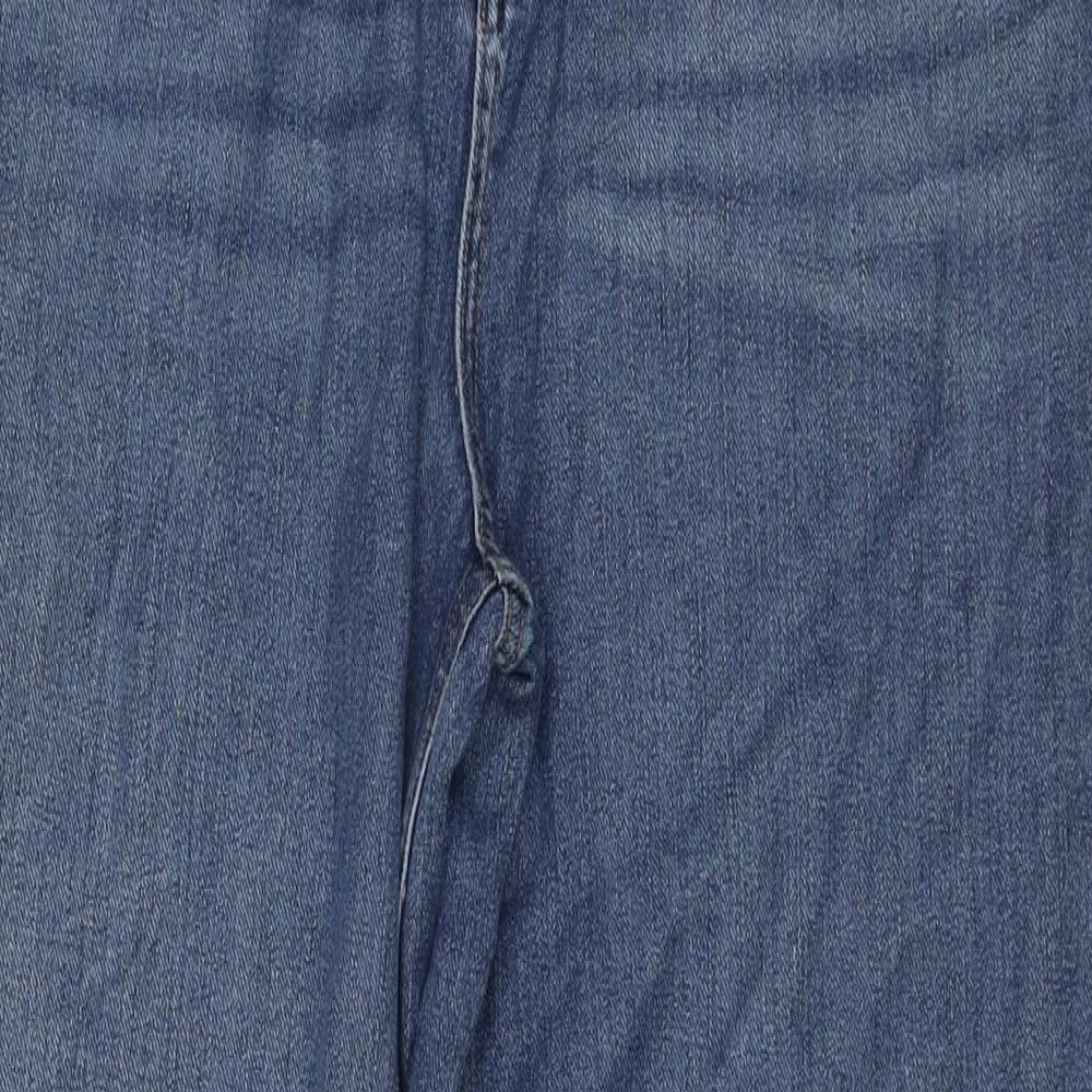 Marks and Spencer Womens Blue Polyester Wide-Leg Jeans Size 10 L31 in Regular Zip