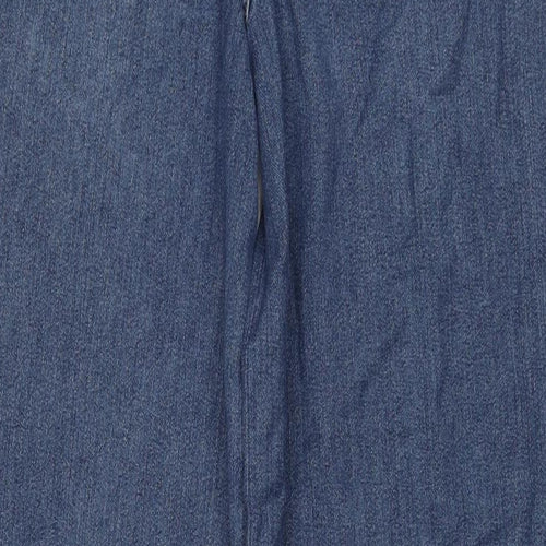 Marks and Spencer Womens Blue Polyester Wide-Leg Jeans Size 10 L31 in Regular Zip