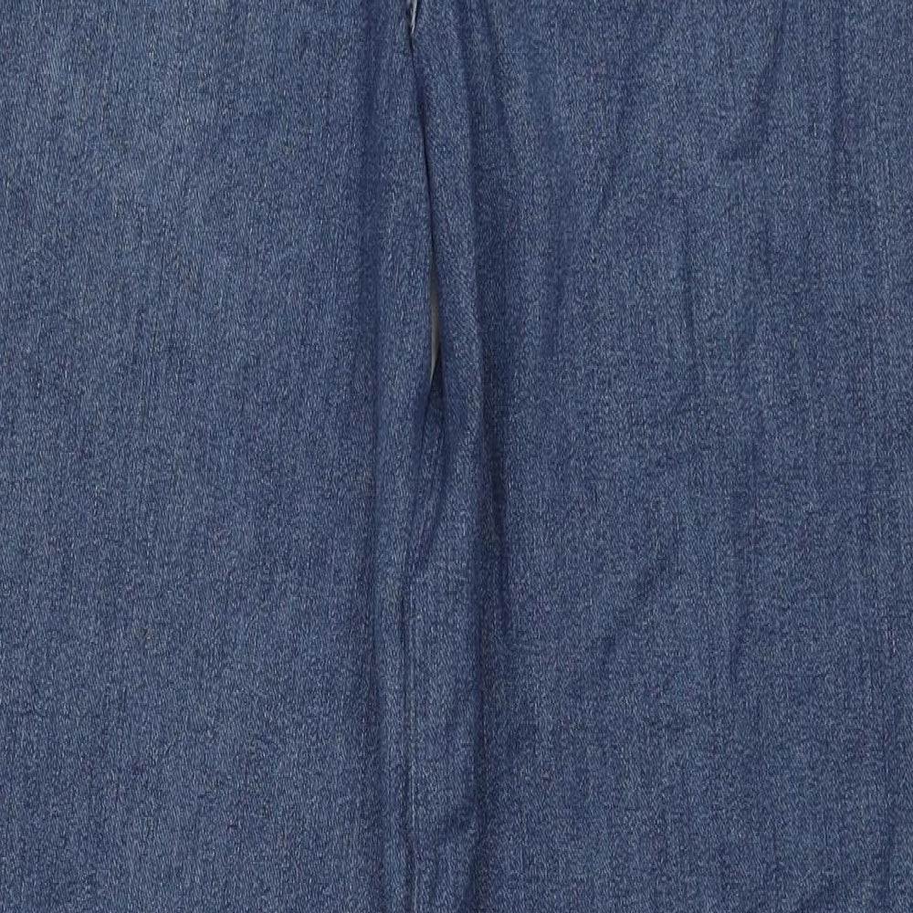 Marks and Spencer Womens Blue Polyester Wide-Leg Jeans Size 10 L31 in Regular Zip