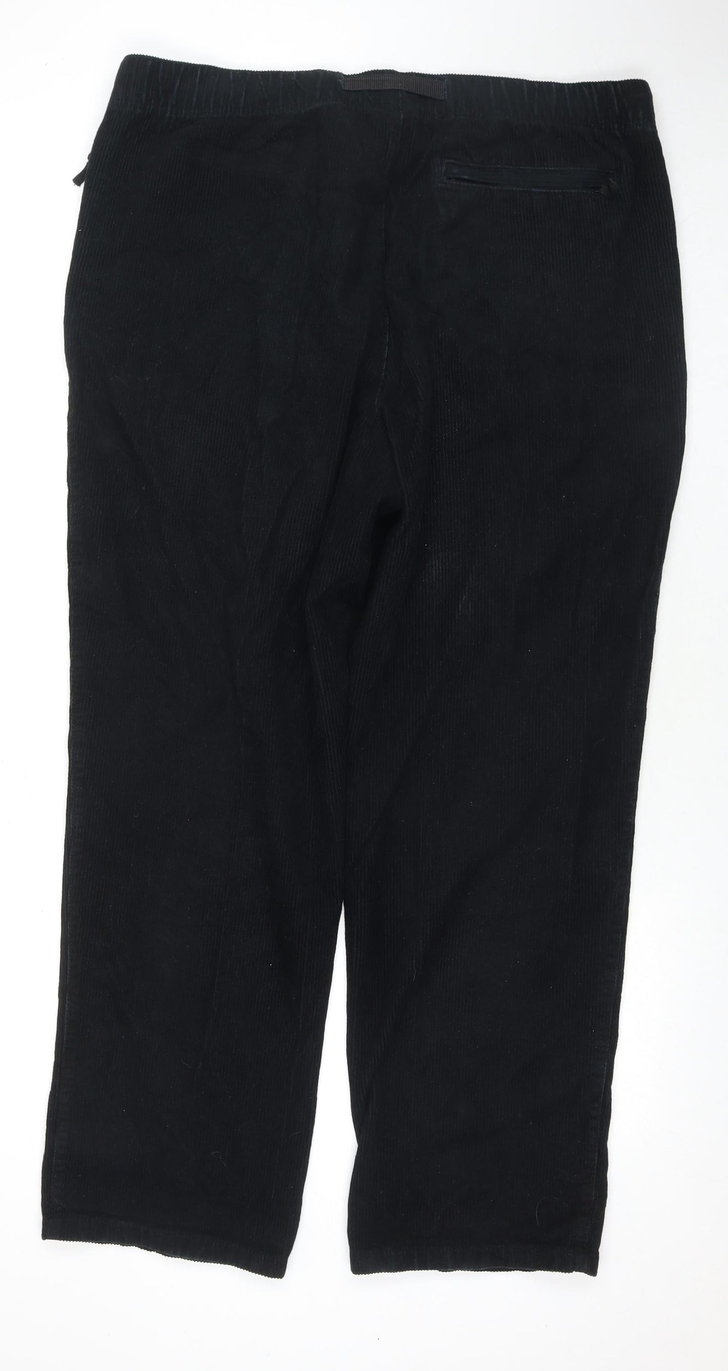 H&M Mens Black Cotton Trousers Size XL L30 in Relaxed Zip