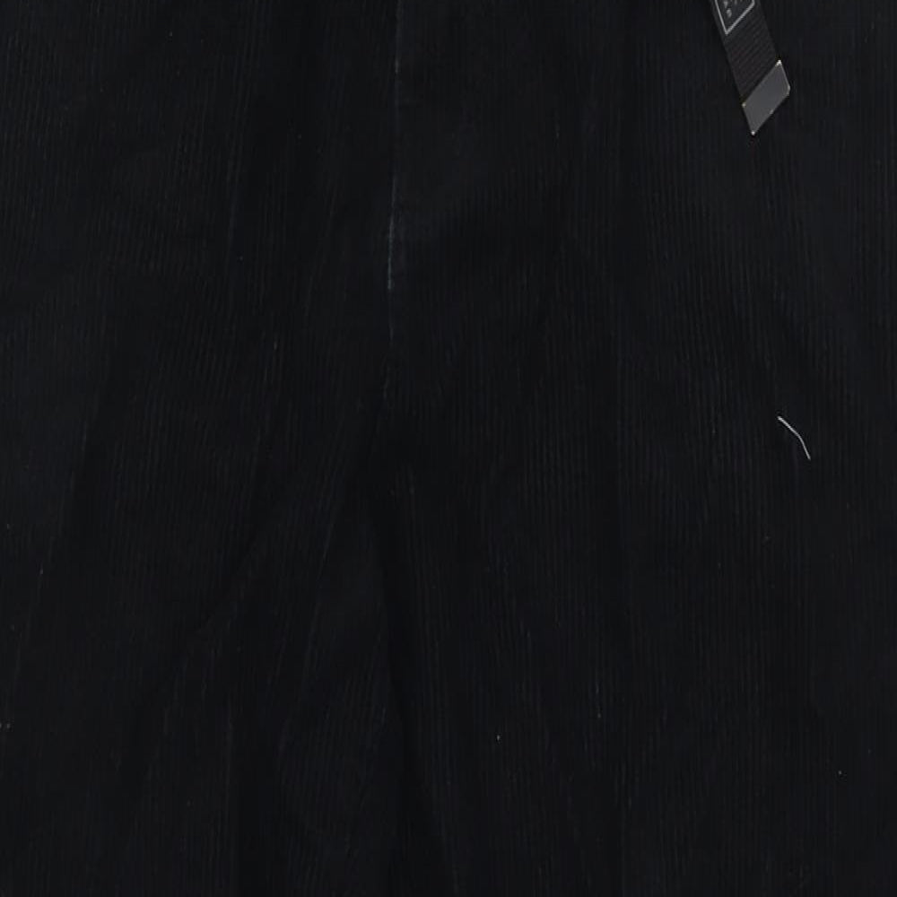 H&M Mens Black Cotton Trousers Size XL L30 in Relaxed Zip