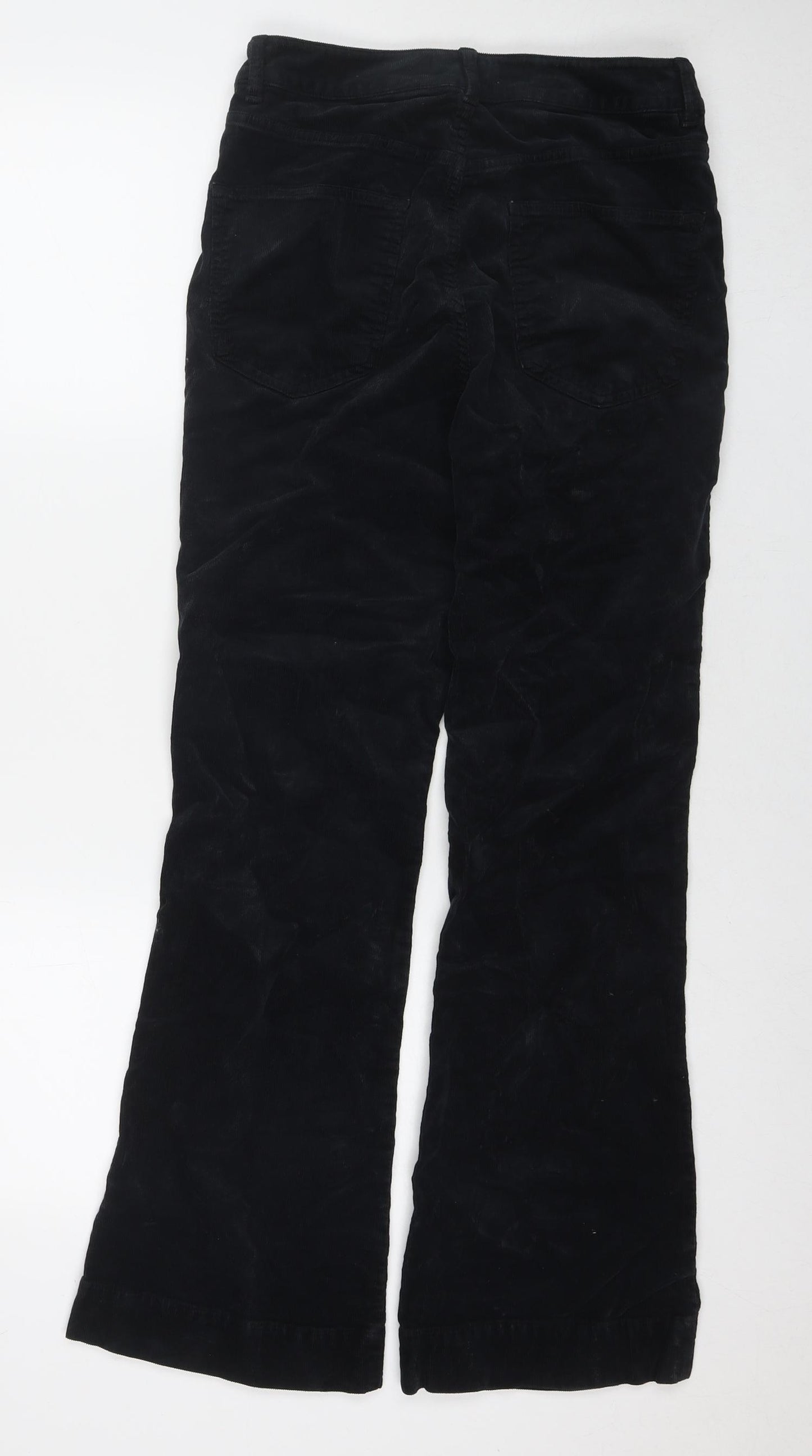 Marks and Spencer Womens Black Cotton Trousers Size 10 L29 in Regular Zip
