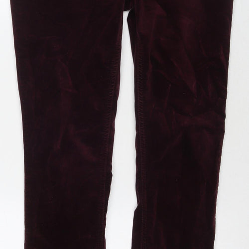 Pure Womens Red Cotton Trousers Size 8 L30 in Regular Zip