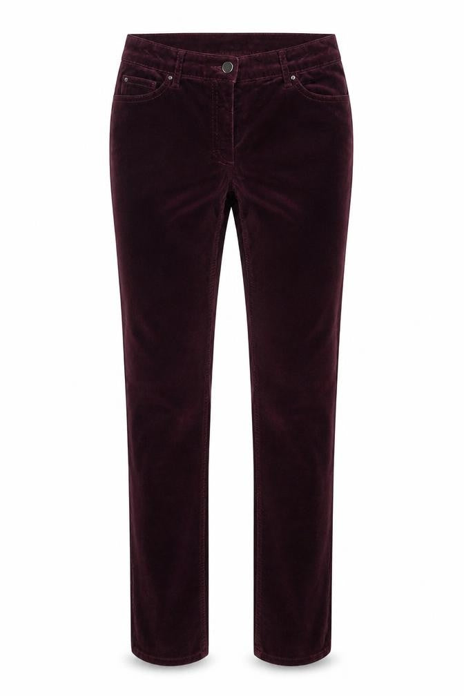 Front view of Pure women’s red cotton trousers, size UK 8, 30-inch leg regular zip