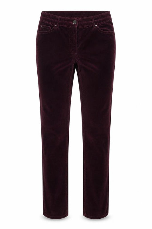 Front view of Pure women’s red cotton trousers, size UK 8, 30-inch leg regular zip