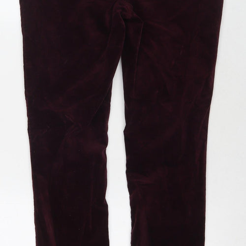 Pure Womens Red Cotton Trousers Size 8 L30 in Regular Zip