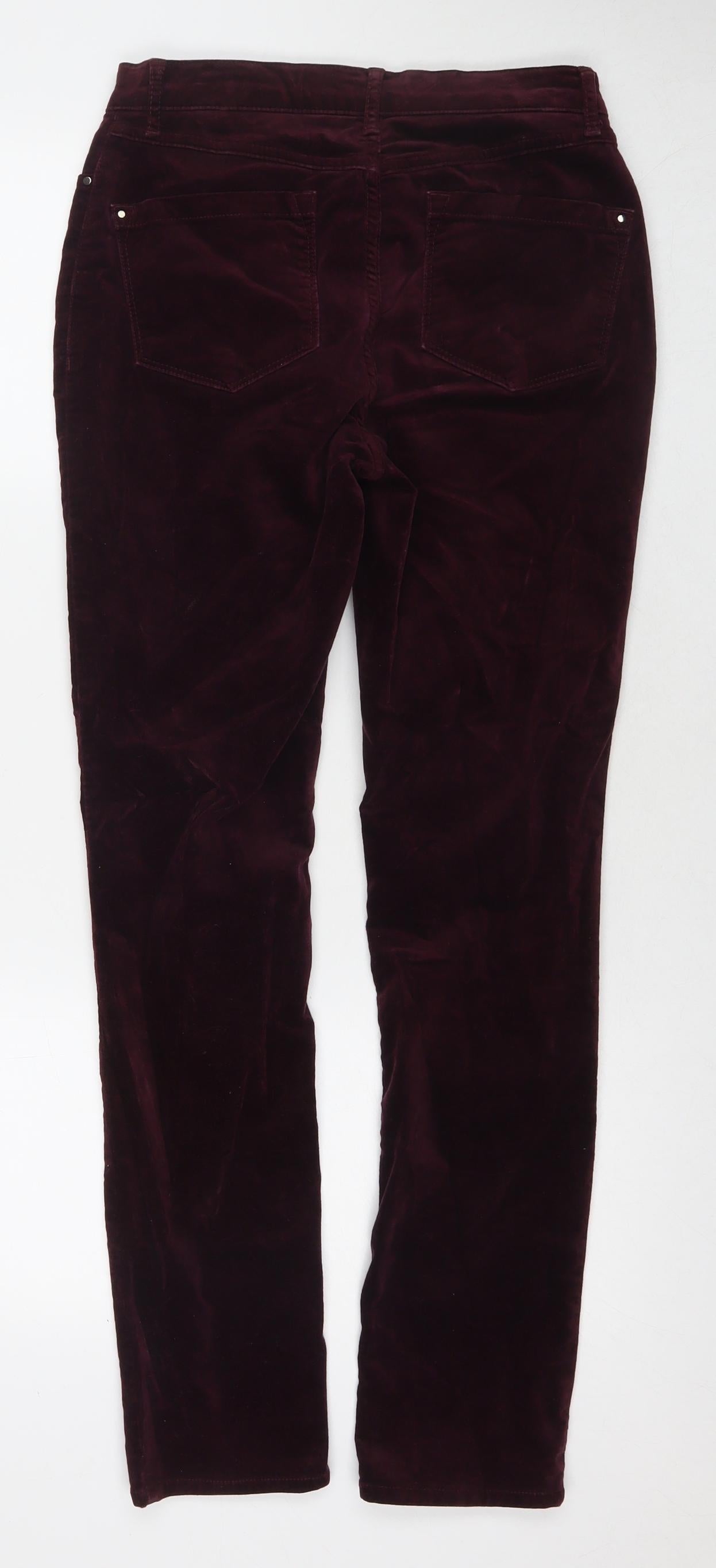 Pure Womens Red Cotton Trousers Size 8 L30 in Regular Zip