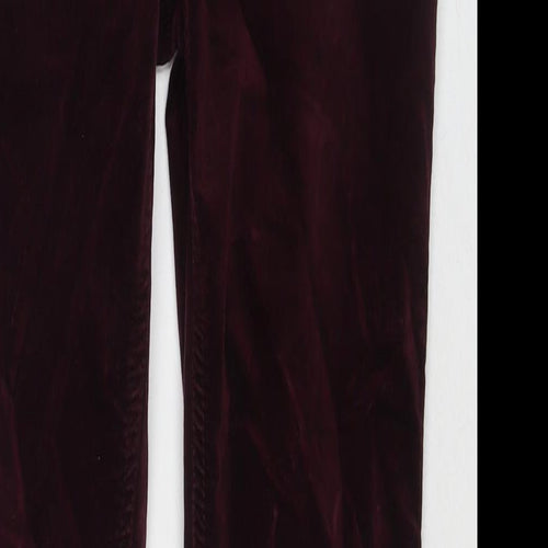 Pure Womens Red Cotton Trousers Size 8 L30 in Regular Zip