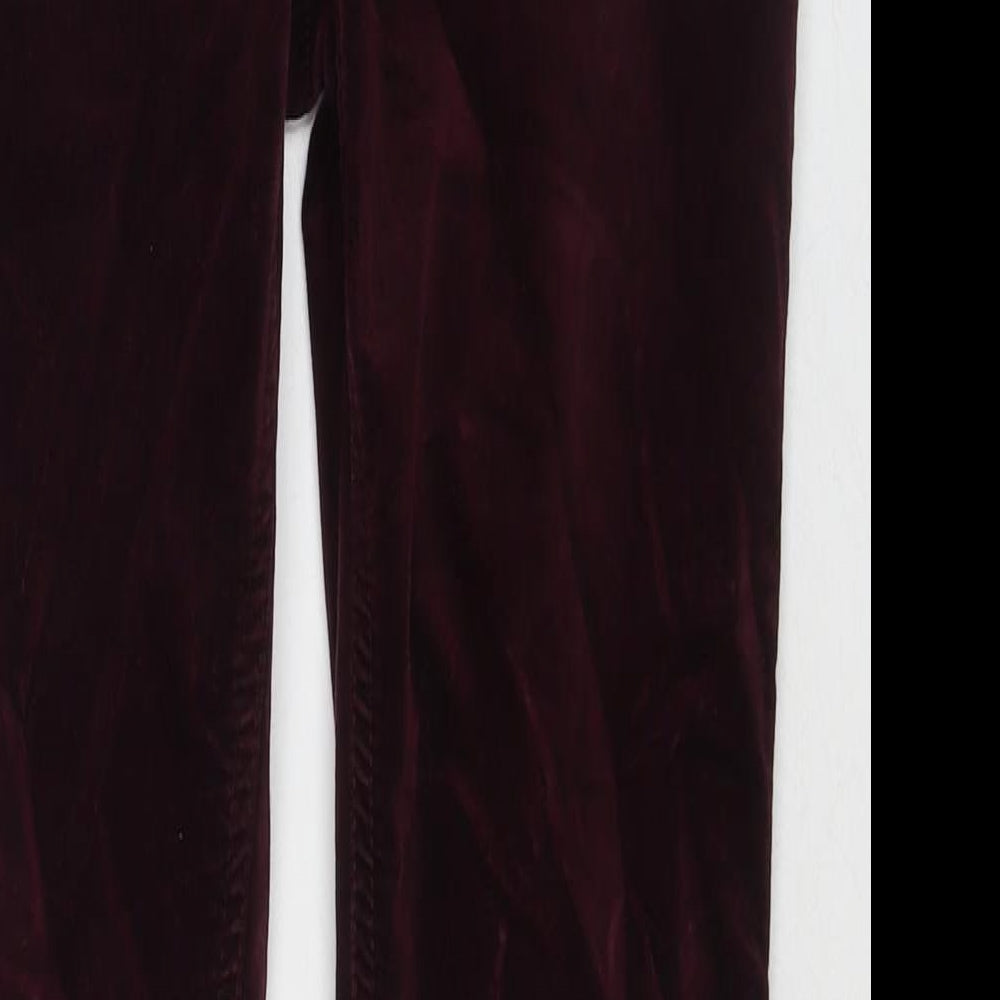 Pure Womens Red Cotton Trousers Size 8 L30 in Regular Zip