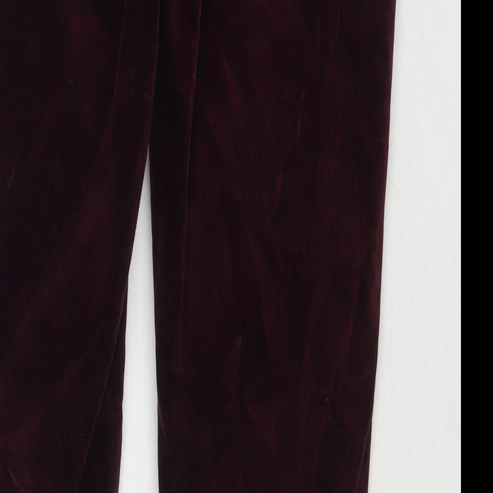 Pure Womens Red Cotton Trousers Size 8 L30 in Regular Zip