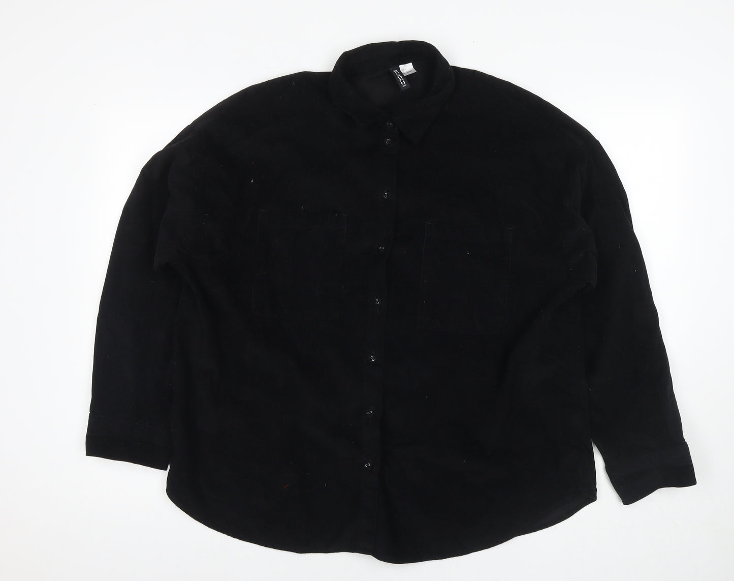 Divided by H&M Mens Black Cotton Button-Up Size S Collared Button