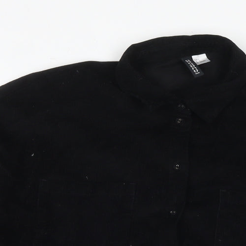 Divided by H&M Mens Black Cotton Button-Up Size S Collared Button