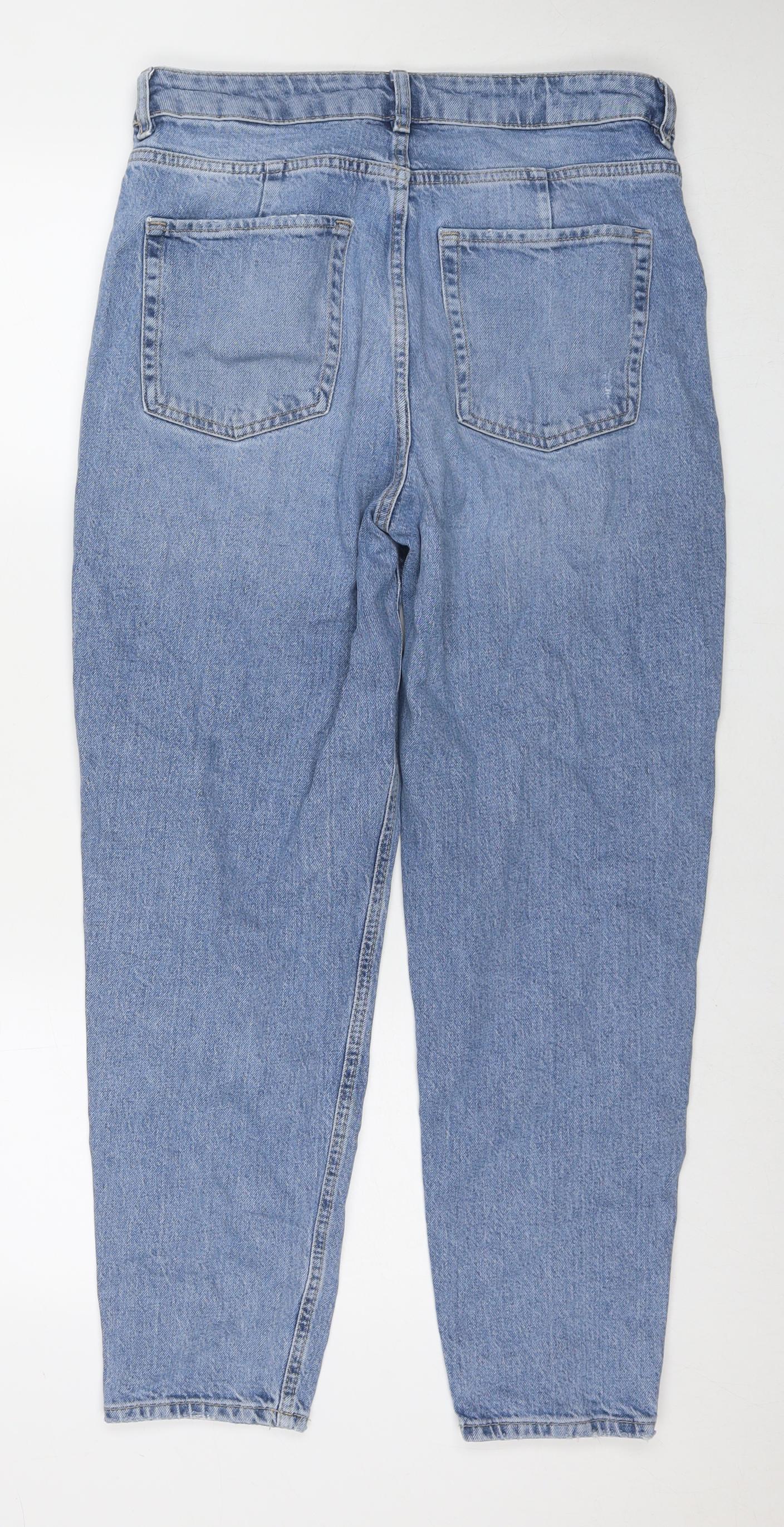 Marks and Spencer Womens Blue Polyester Straight Jeans Size 32 in L28 in Regular Zip