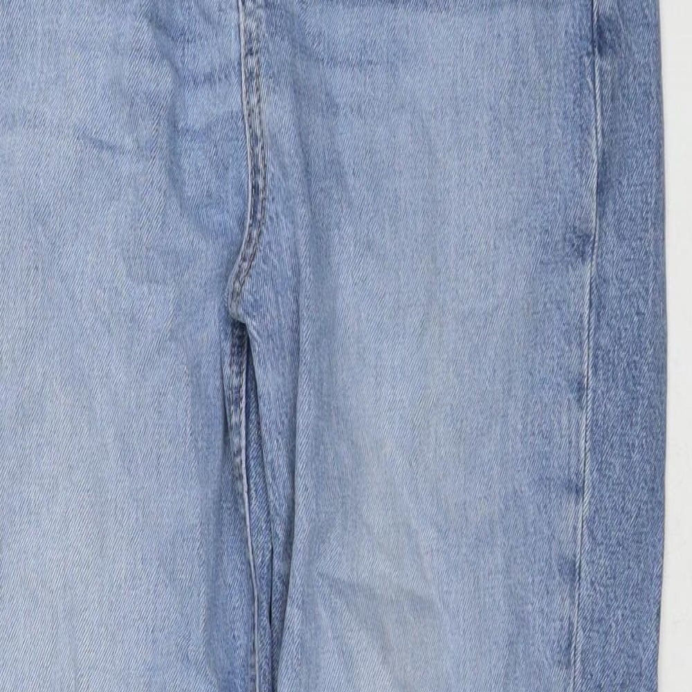 Marks and Spencer Womens Blue Polyester Straight Jeans Size 32 in L28 in Regular Zip