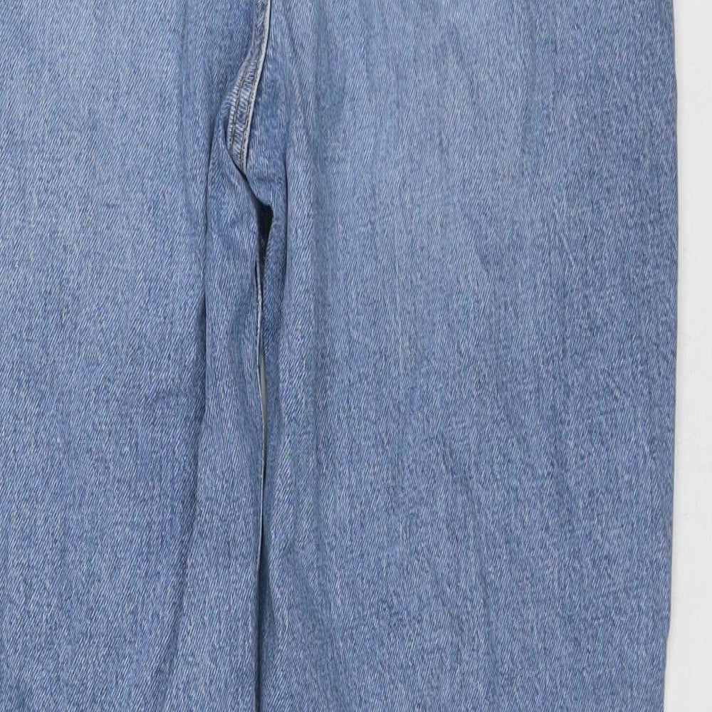 Marks and Spencer Womens Blue Polyester Straight Jeans Size 32 in L28 in Regular Zip