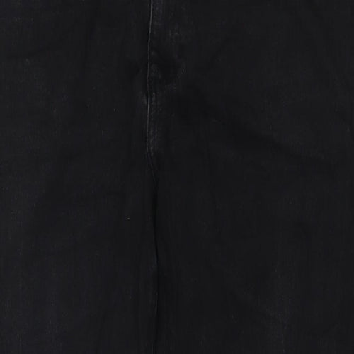 Marks and Spencer Mens Black Cotton Straight Jeans Size 42 in L31 in Regular Zip