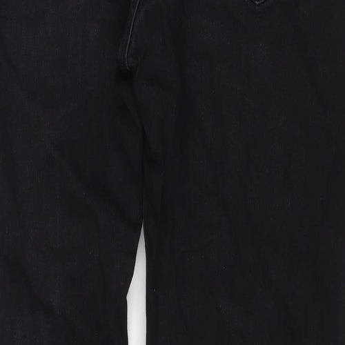 Marks and Spencer Mens Black Cotton Straight Jeans Size 42 in L31 in Regular Zip