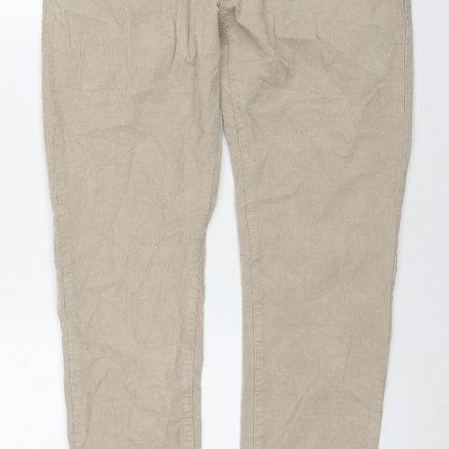 Marks and Spencer Mens Beige Cotton Trousers Size 34 in L33 in Regular Zip